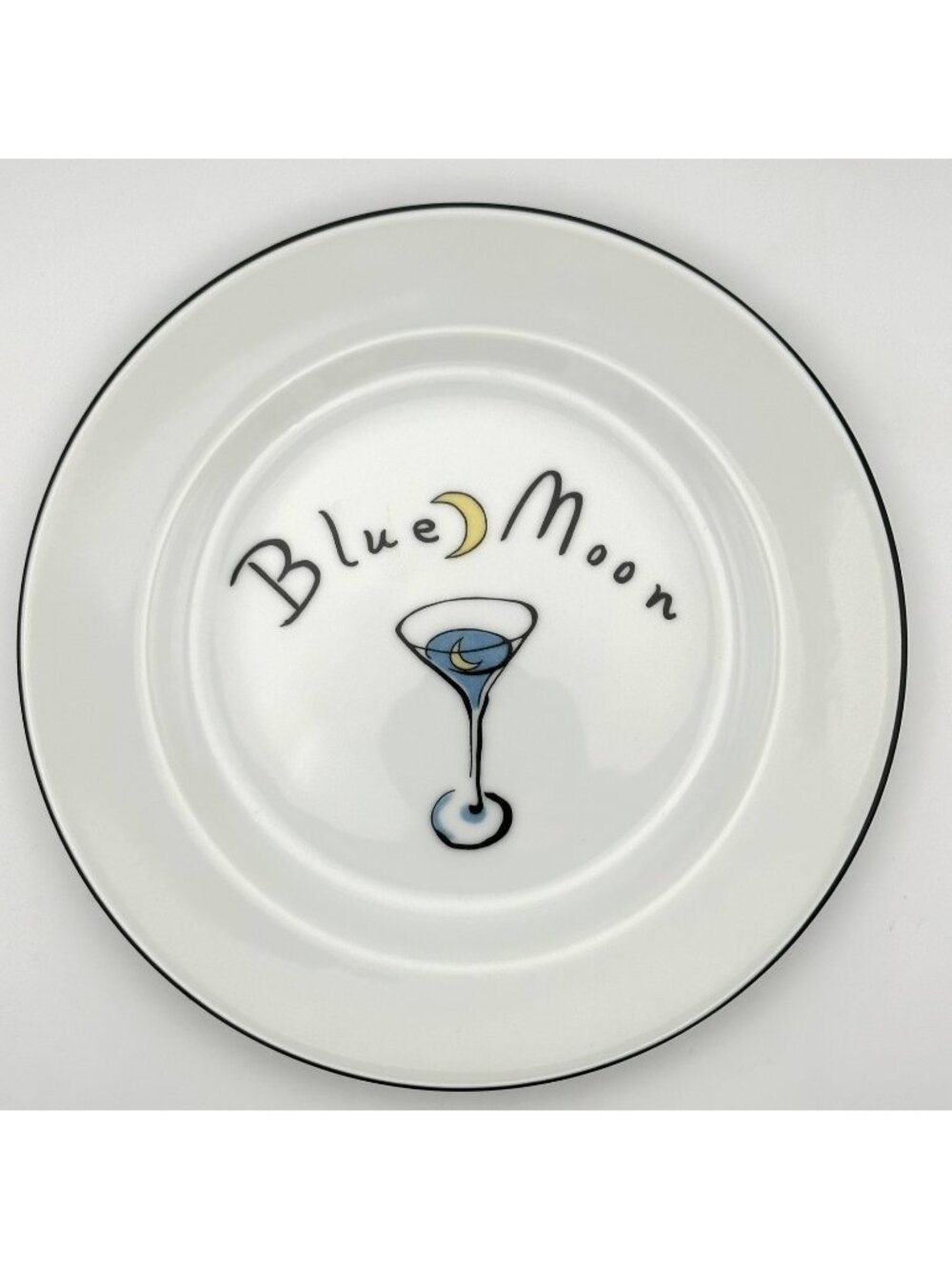 Pottery Barn Blue Moon Martini Plate Cocktails Drinks Side Appetizer Desert